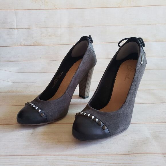 Diesel Leather Suede Round Toe Studded Tassel Heel Pumps Shoes Brown Size 39 - Picture 5 of 16